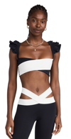 Port De Bras Cross Ruffle Crop Top