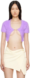Jacquemus Cropped Open Logo-front Cardigan In 650 Purple