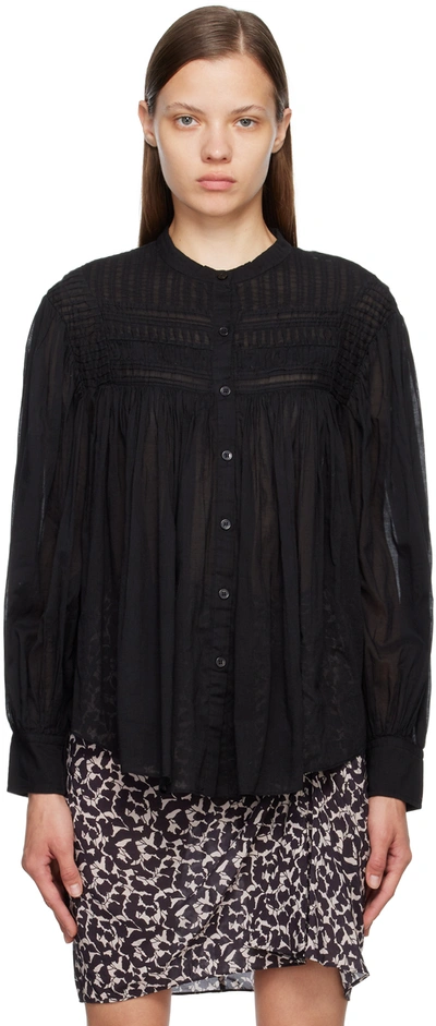 Isabel Marant Étoile Black Plalia Sheer Cotton Blouse