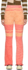 Andersson Bell Striped Knitted Flared Trousers In Red/orange Redorn