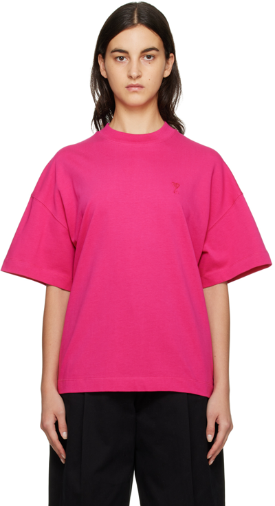 Ami Alexandre Mattiussi Pink Ami De Cœur T-shirt In Fuchsia