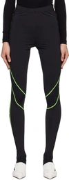 Pushbutton Black Contrast Stitch Leggings In Bk