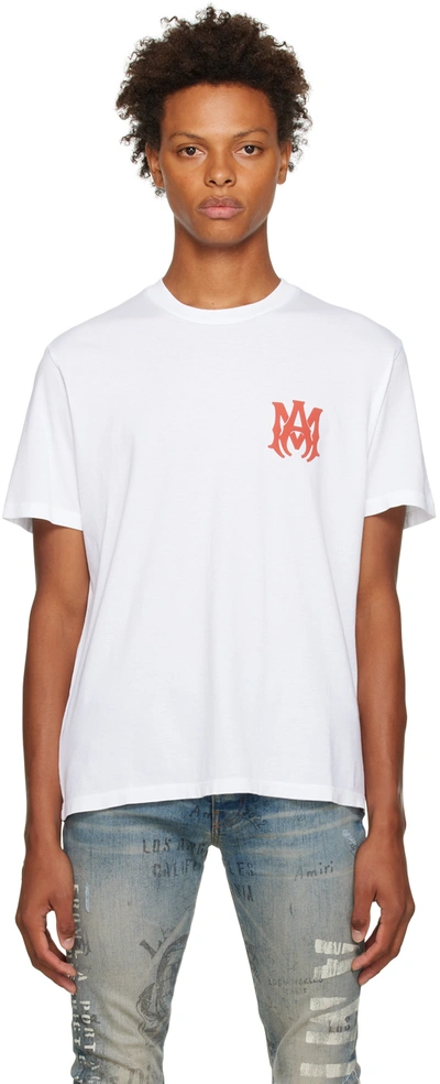 Amiri Logo Crew-neck T-shirt In White,red