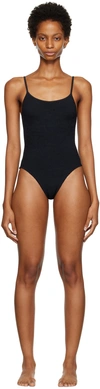 Hunza G Pamela Square-neck Crinkle-knit Swimsuit In Black