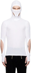 DION LEE WHITE INTERLOCK MASK TURTLENECK