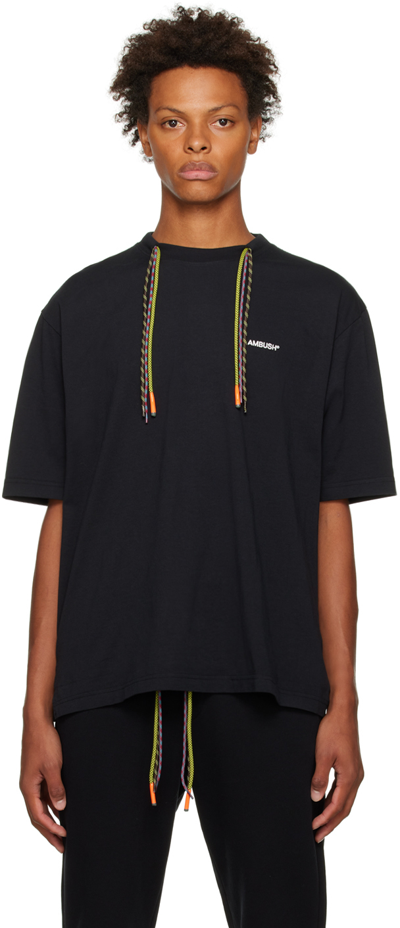 Ambush Multicord Logo-embroidered Cotton T-shirt In Black