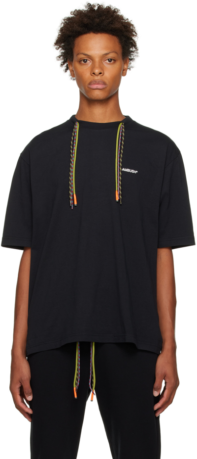 Ambush Multicord Logo-embroidered Cotton T-shirt In Nero