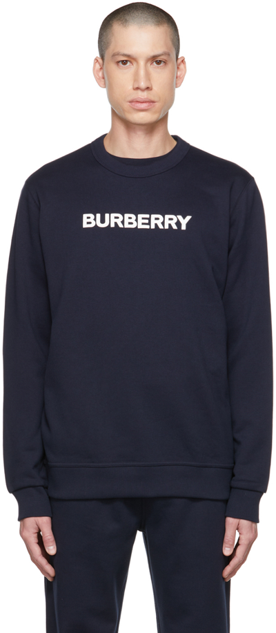 Burberry Navy Bonded Sweatshirt In Blue