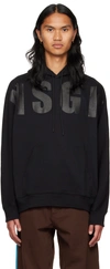 Msgm Black Printed Hoodie In 99 Black