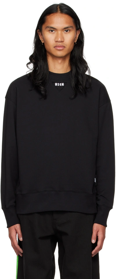 Msgm Black Embroidered Sweatshirt In 99 Black