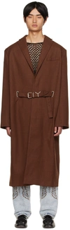 Y/project Brown Y Belt Coat In Rust