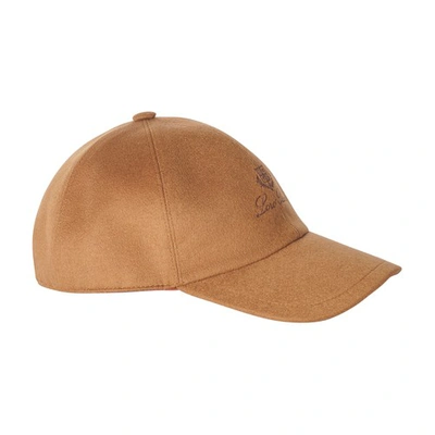 Loro Piana Logo Cashmere Storm System Baseball Cap In Camel