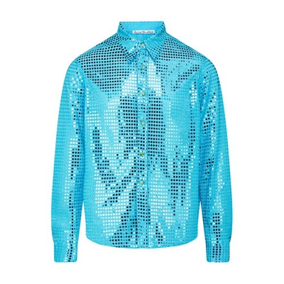 Acne Studios Sequined Button-up Shirt In Turquoise Blue