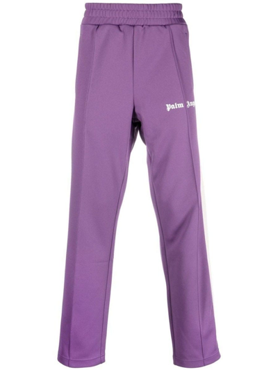 Palm Angels Lilac Side-stripe Logo Track Pants In Purple