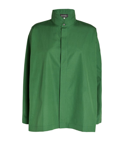 Eskandar Cotton Stand-collar Shirt In Green