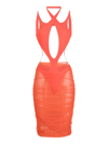 Mugler Cutout Bodysuit Midi Dress In Red