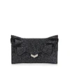 JIMMY CHOO ISABELLA Black Coarse Glitter Fabric Clutch Bag