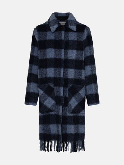 Woolrich Blue Check Wool Blend Shirt Jacket