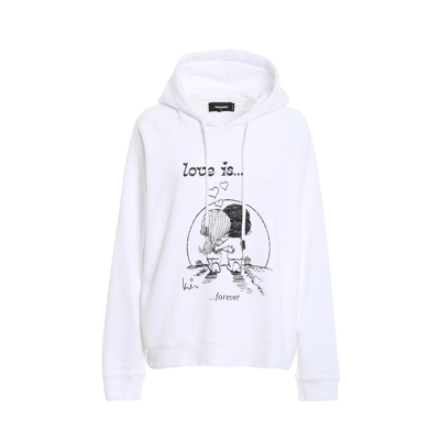 Dsquared2 Love Is Forever Print Hoodie In White