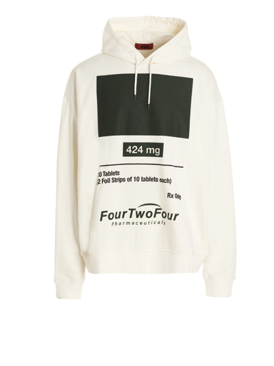 Fourtwofour On Fairfax Printed Hoodie In White