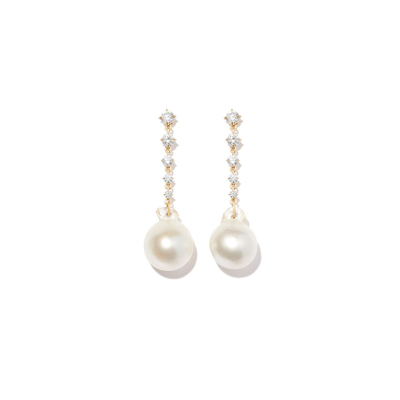 Lizzie Mandler Fine Jewelry 18kt Yellow Gold Éclat Pearl And Diamond Earring