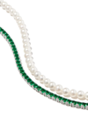 Hatton Labs Sterling Silver Pearl Crystal Tennis Bracelet Set In Silver