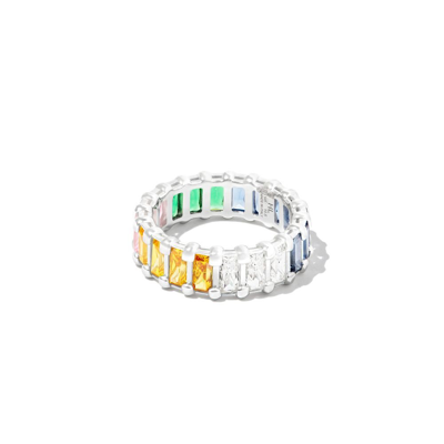 Hatton Labs Sterling Silver Rainbow Crystal Eternity Ring