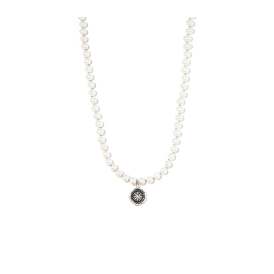 Pyrrha Sterling Silver Direction Pendant Pearl Necklace