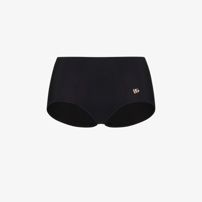 Dolce & Gabbana High-waisted Bikini Bottoms In Black