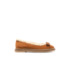 Ferragamo Varina Shearling-lined Bow-embellished Suede Ballet Flats In Brown