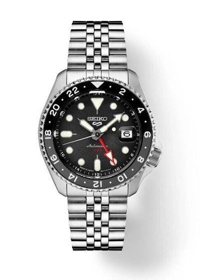 Pre-owned Seiko 5 Sports Skx Sports Style Gmt Series Black/gray Bezel Men's Watch Ssk001