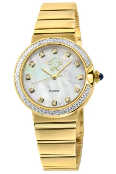 Pre-owned Gv2 By Gevril Women's 12442b Sorrento Diamond Mop Dial Swiss Ipyg Steel Watch