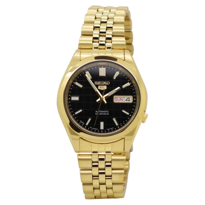 Pre-owned Seiko 5 Men's Gold-tone Jubilee Bracelet Automatic Black Dial ...
