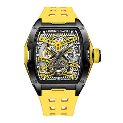 Pre-owned Bonest Gatti Men Automatic Watch Luxury Tonneau Mechanical Wristwatch Luminous