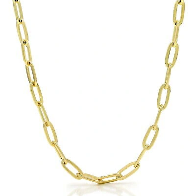 Pre-owned Nuragold 10k Yellow Gold 5mm Paperclip Chain Rolo Elongated Link Cable Necklace Women 16"