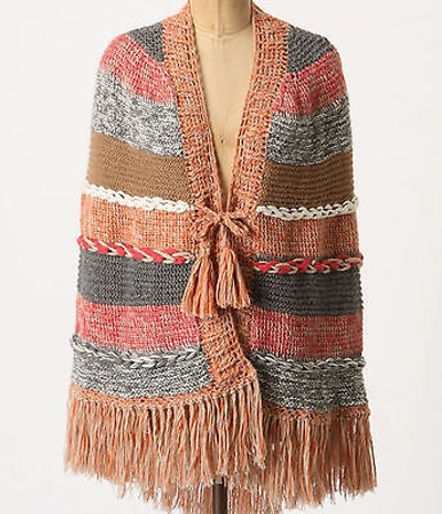 Pre-owned Augden For Anthropologie Augden Alpaca Hand Crafted Pirai Poncho One Size Multi Color Nw Anthropologie Ta In Rosy Brown