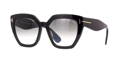 Pre-owned Tom Ford Phoebe Ft 0939 Shiny Black/grey Shaded (01b) Sunglasses