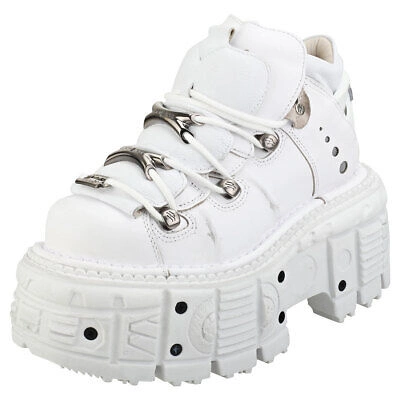 Pre-owned New Rock Rock M-tank106-c1 Unisex White Platform Shoes