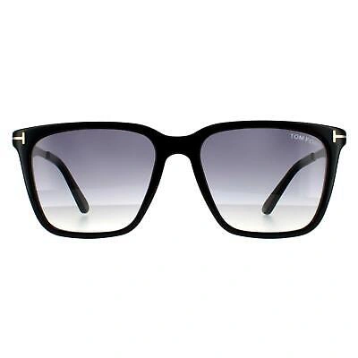 Pre-owned Tom Ford Sunglasses Garrett Ft0862 01b Shiny Black Blue Gray Gradient