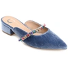Journee Collection Jewel Embellished Pointed Toe Mule In Blue