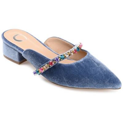 Journee Collection Jewel Embellished Pointed Toe Mule In Blue