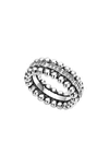 Lagos Sterling Silver Caviar Spark Diamond Band In Silver/ Diamond