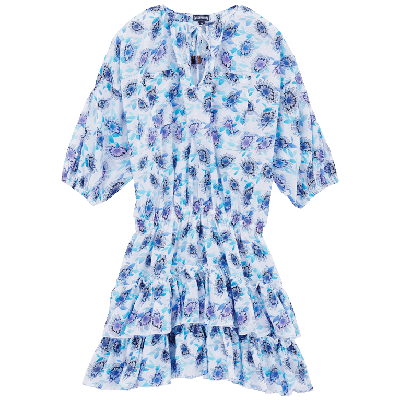 Vilebrequin Flash Flo Tiered Coverup Mini Dress In Blue