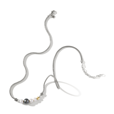 John Hardy Pearl Station Necklace In Sterling Silver Gold