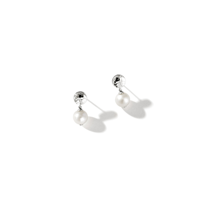 John Hardy Pearl Drop Earring In Silver