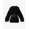 Knwls Yeti Fringe Wool-blend Coat In Brown