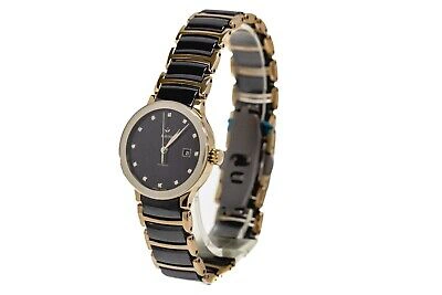 Pre-owned Rado Centrix Automatic Diamonds R30080762 Women's 28mm Black Dial Two-tone Watch