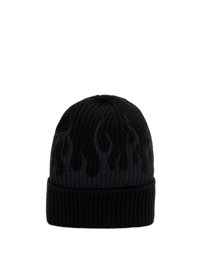 Vision Of Super Beanie With Grey Flames In Nero