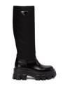 PRADA `MONOLITH` BRUSHED LEATHER AND RE-NYLON BOOTS