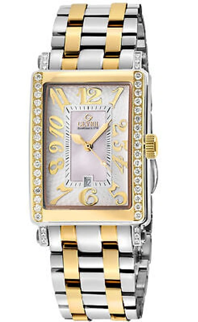 Pre-owned Gevril Women 7544yeb Avenue Of America Mini Swiss Quartz Diamonds Mop Dial Watch